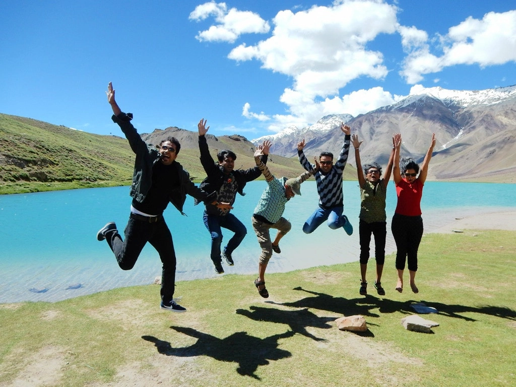 Best group photo at Chandratal Lake