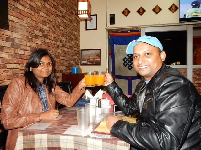 Ruchika and Amby, dinner time