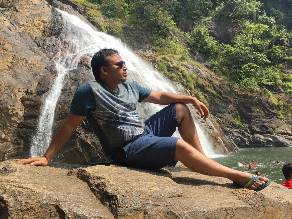 Tarun at Dudhsagar waterfall