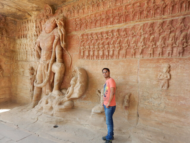 sculpture of Hindu god in Udayagiri Cave