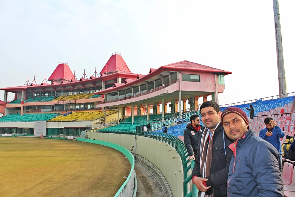 I and Deepankar in Dharamshala Cricket Stadium