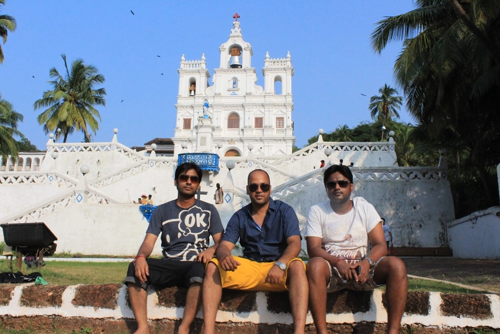 Vivek, Shashank, Manish at Panjim Church