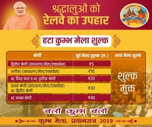 Indian Railways offers train tickets at just Rs 5 for Ardh Kumbh Mela